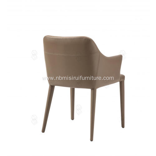 Dark khaki faux leather cotton linen chairs